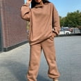 thumbnail image 4 of Baqcunre Women's Solid Color Hooded Sweater Suit Oversized Loose Matching Suit,Size S-XL,Sweat Set for Women,Two Piece Sets for Women,Winter Outfits for Women,Fall Outfits Women Trendy,Coffee, 4 of 7