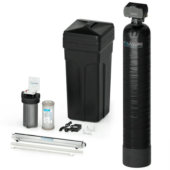32,000 Grains Water Softener with 8 GPM Quantum UV Sterilizer System and Triple Purpose Carbon Pre-Filter, for 1-2 bathrooms