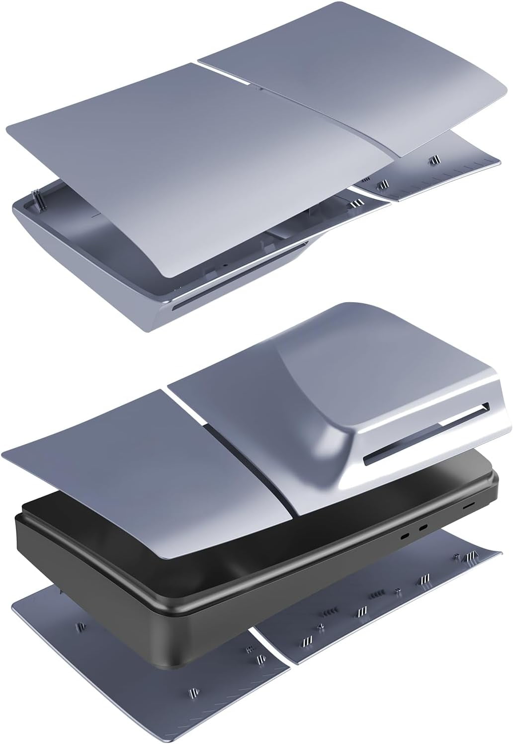 Slim Disc Edition Cover Plates for PS5 Slim Console, Shell Panels Compatible with PS 5 Slim Accessories Protective Replacement Faceplate (Sterling Silver)