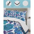 thumbnail image 4 of Quilts Twin-XL Size Bedding Set, Blue Boho Floral Lightweight Quilted Comforter, Abstract Art Paisley Flower Soft Reversible Bedspread Coverlet with Pillow Covers for All Season, 68" x 98", 4 of 7