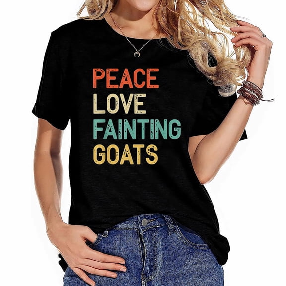 Womens Funny Distressed Vintage Humor Fainting Goat T-Shirt