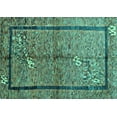 thumbnail image 1 of Ahgly Company Machine Washable Indoor Rectangle Abstract Turquoise Blue Contemporary Area Rugs, 7' x 9', 1 of 4