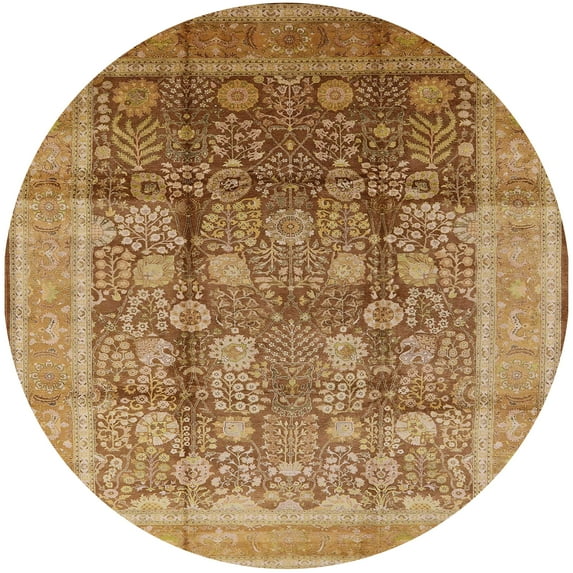 Ahgly Company Machine Washable Indoor Round Industrial Modern Mahogany Brown Area Rugs, 8' Round