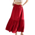 thumbnail image 5 of Women's Flowy Boho Maxi Skirt 2025 New Summer Smocked Waist Ruffle Tiered a Line Casual Beach Long Skirts Skirt for Women M, 5 of 9