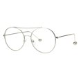 thumbnail image 2 of Womens Metal Ball Tip Retro Trend Unique Feminine Pilots Sunglasses Silver Clear, 2 of 4