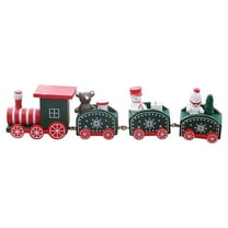 HCTSHG Wooden Train Christmas Ornament Decorations with Gingerbread Snowman Christmas Tree Figurine Mini Train Decor for Merry Christmas Home Table Xmas Gifts Noel Happy New Year Decortion
