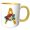 Yellow/White, variant on 3drose, Christmas Floral Image of Gold Monogram Initial A, 11oz Two-tone Blue Mug