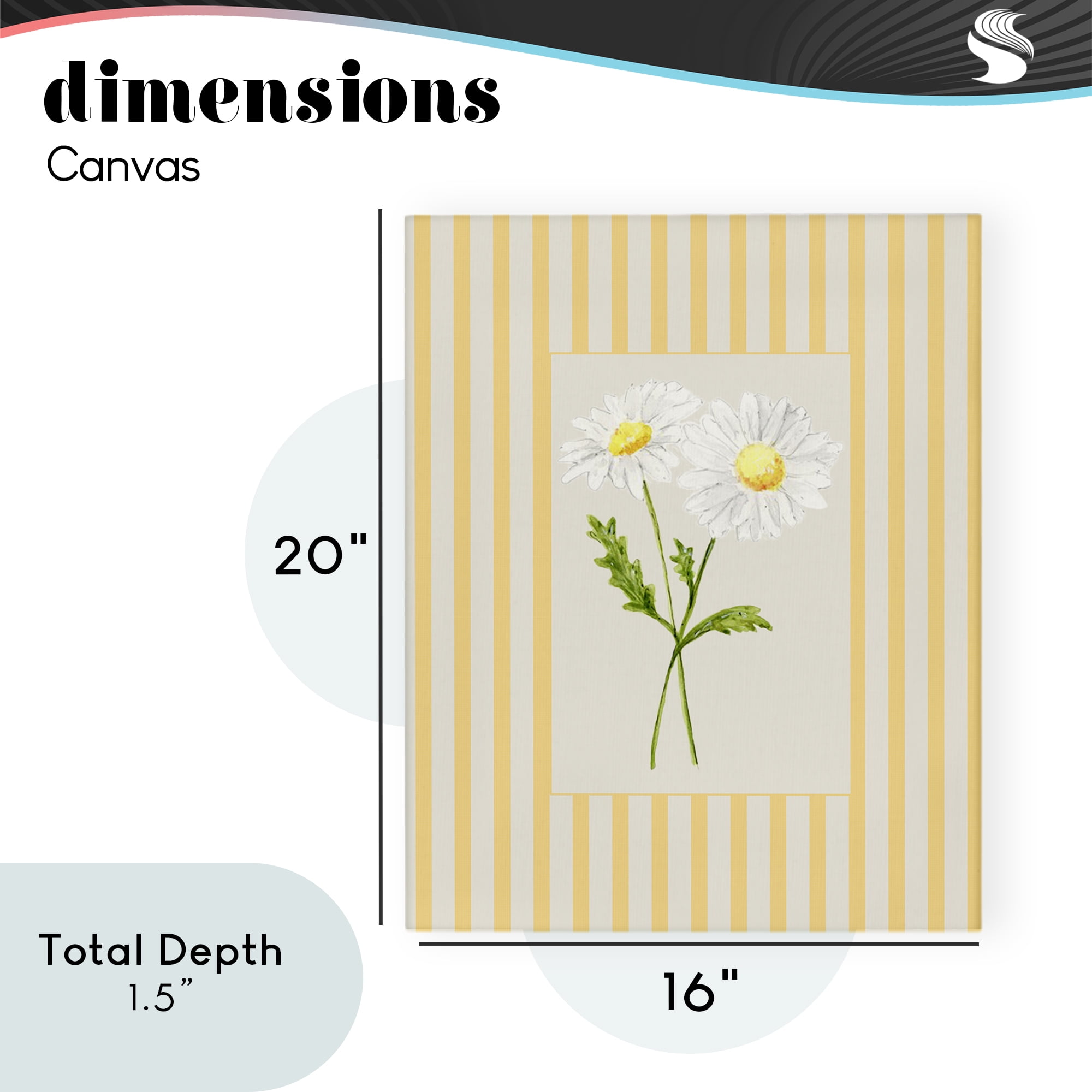Yellow Stripe Daisy Canvas Wall Art, design by Lisa Wehmeyer