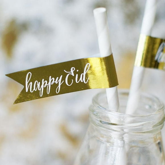modernEID metallic foil Happy Eid flag stickers