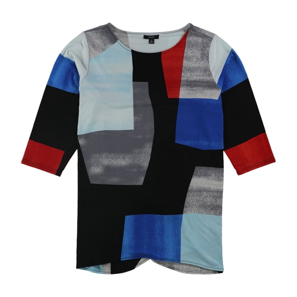 Alfani Womens Printed Tunic Blouse, Multicoloured, Plus Size, 1X