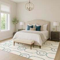 Addison Rugs Chantille Indoor/Outdoor Transitional Geometric Teal Machine Washable Rectangle Rug, 8' x 10'