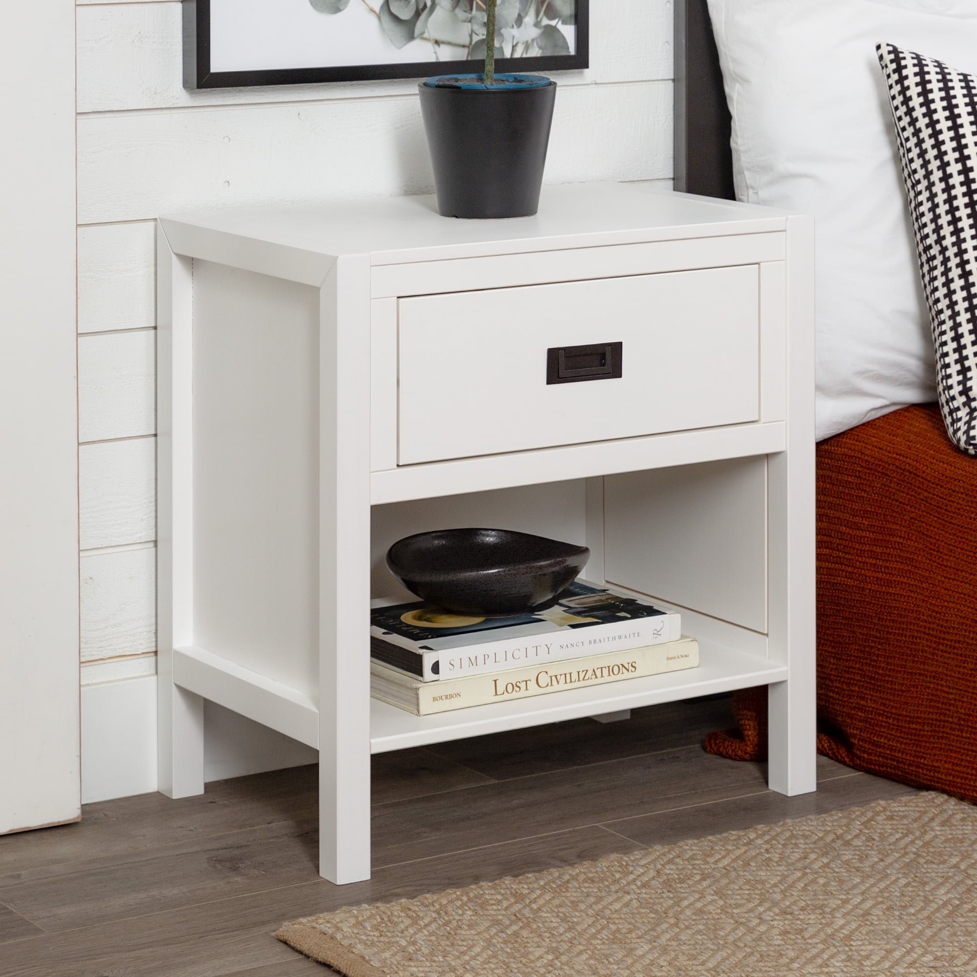 Annabelle One Drawer Open Storage White End Table by