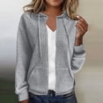 thumbnail image 2 of WTOBBY Women's Solid Color Zipper Hooded Cardigan Long Sleeved Sweatshirt Jacket, Casual Streetwear Top with Front Pocket and Comfortable Loose Fit,Gray M, 2 of 6