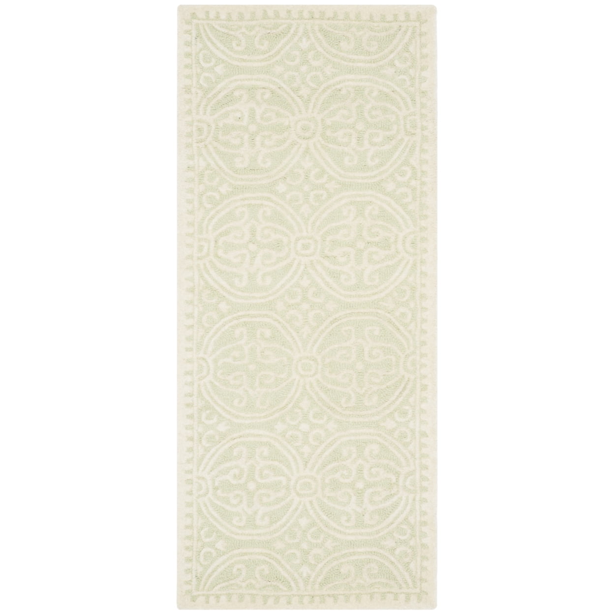 SAFAVIEH Cambridge Leslie Geometric Wool Area Rug, Light Green/Ivory, 4' x 6'