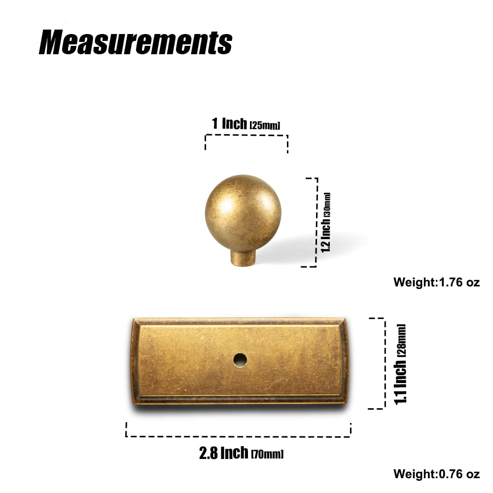 Goo-Ki Antique Brass Cabinet Knobs with Backplate, High-end Zinc Alloy Drawer Knobs for Dresser,Wardrobe,Cupboard,Cabinet Hardware, 6 Pack