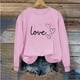 thumbnail image 2 of Sudadera Penkiiy Valentine para mujer: lindas camisetas del día de San Valentín Love Heart Graphic Print Suéter de manga larga Tops XL Pink, 2 of 5