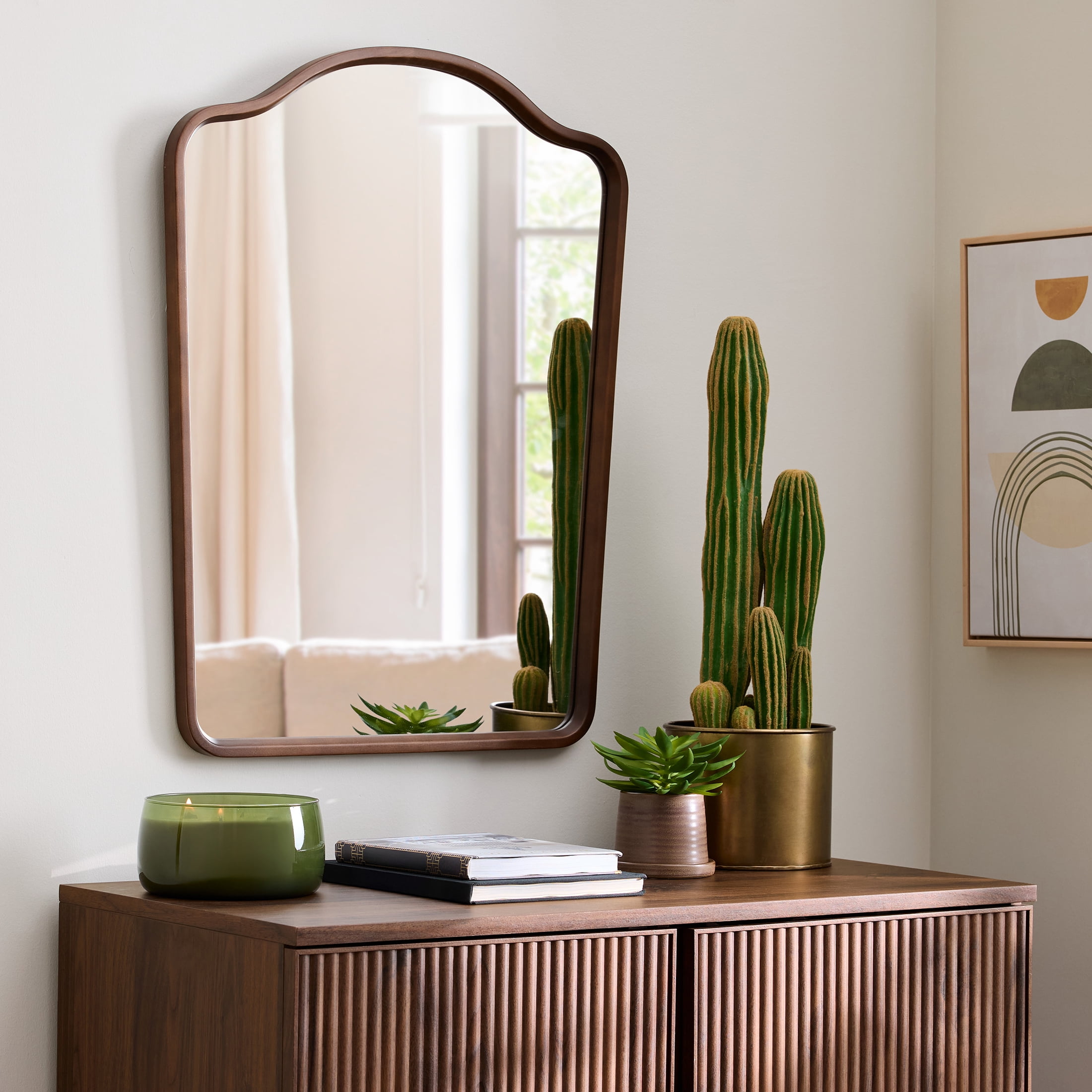 Better Homes & Gardens French Heritage 23x30 Walnut Large Wall Mirror for Living Room