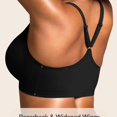 thumbnail image 4 of VISALY Women's Seamless Wireless Plunge Bra Front Closure with Metal Racerback Full Support Comfort Bralette Deep V Neck Racerback Wireless Push Up Bralettes Comfy No Underwire Bra Black L, 4 of 8