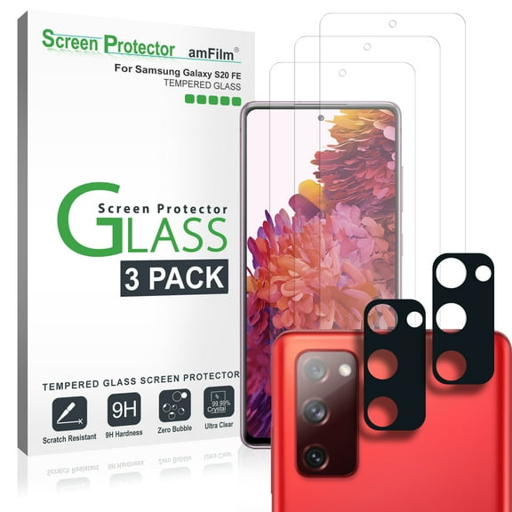 amFilm Galaxy S20 FE Screen Protector and Back Camera Lens Protector (3 2 Pack), Case Friendly (Easy Install) Tempered Glass Film for Samsung Galaxy S20 FE 5G (2020)
