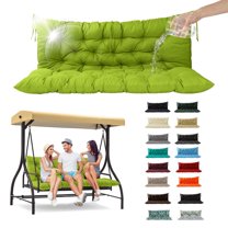 SDJPOI Porch Swing Replacement Cushion, 4" Thick Waterproof 2-3 Seater Bench Cushion with Backrest, Outdoor Swing Cushions for Outdoor Furniture（Grass Green,60*40in）