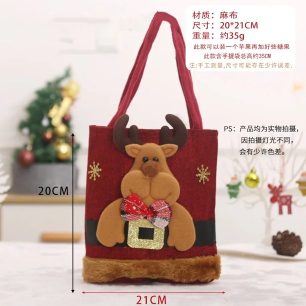 Pink Christmas Gift Bag Christmas Eve Portable Apple Bag Xmas Candy Bag Noel Fruit Packaging Box Navidad Creative Gift Bag