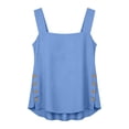 thumbnail image 5 of Tank Tops For Women Blue Cotton Linen Side Button Loose Fit Tank Causal Sleeveless Summer Tops Square Neck Tee Womens Tank Tops, 5 of 7