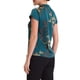 thumbnail image 3 of Blusas de trabajo Satin Inspire Chic para mujeres, blusa casual de negocios con mangas de capucha, floral vintage, color azul marino-floral, 3 of 6