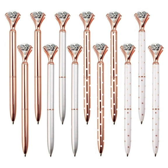 Set of 12 Diamond Pens – Elegant Crystal Topped Writing Instruments for Gifting, Office, and Special Occasions 1.0 mm