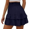 thumbnail image 4 of Arnsht Women's Cute High Waist Ruffle Mini Skirt Layered Ruffle Hem Flared Flowy Casual Shorts Swing Beach Mini Short Skirt Blue S, 4 of 6