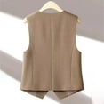 thumbnail image 4 of GEWSEY Women's Waistcoat Vest Button Down Sleeveless V-Neck Slim Fit Paired Fully Lined Business Casual Waistcoat with Pockets (Brown, S), 4 of 6