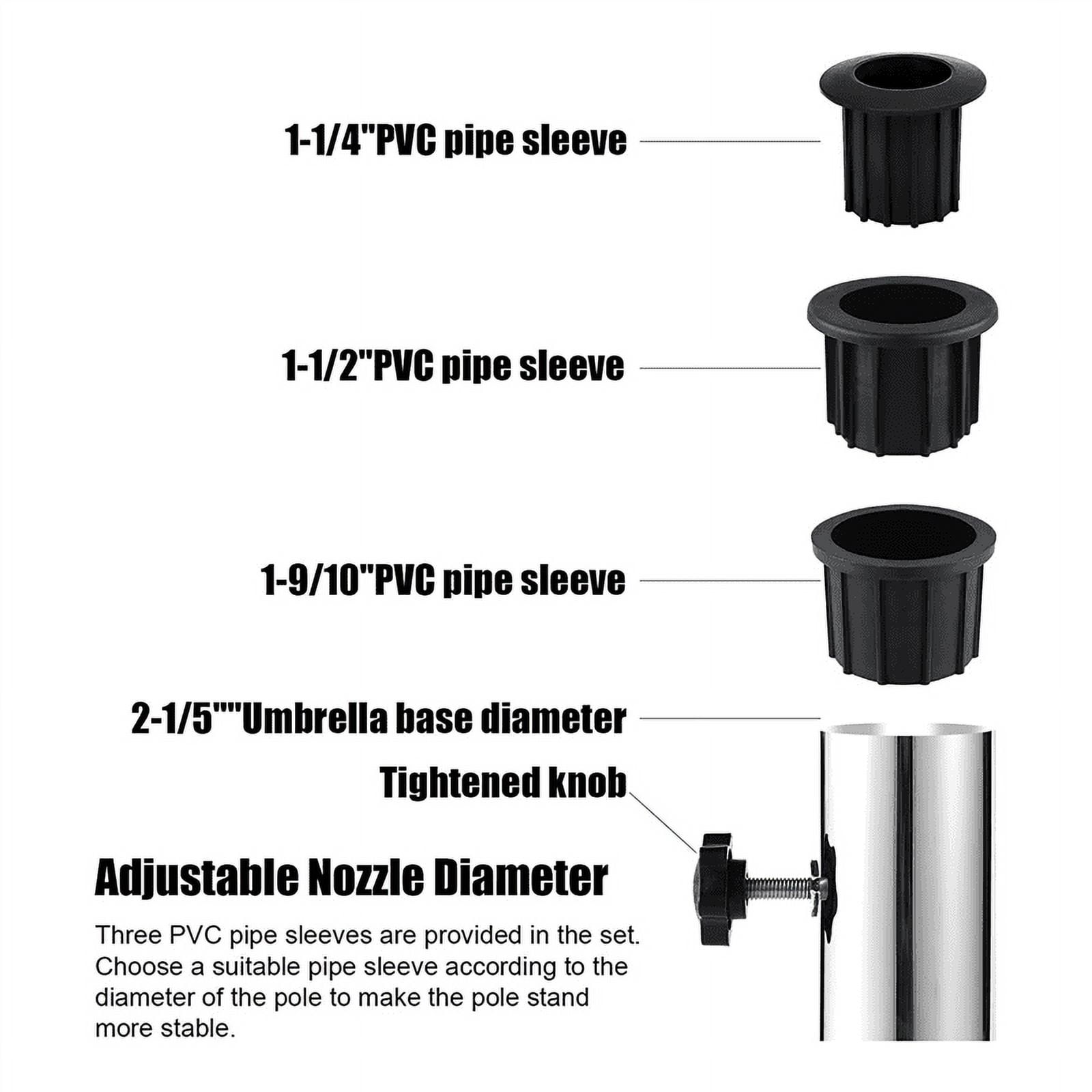 Umbrella Pole Mount Stand Tube Set, Outdoor Parasol Base Holder Insert Pipe Sleeve, for Outside Garden Backyard Balcony