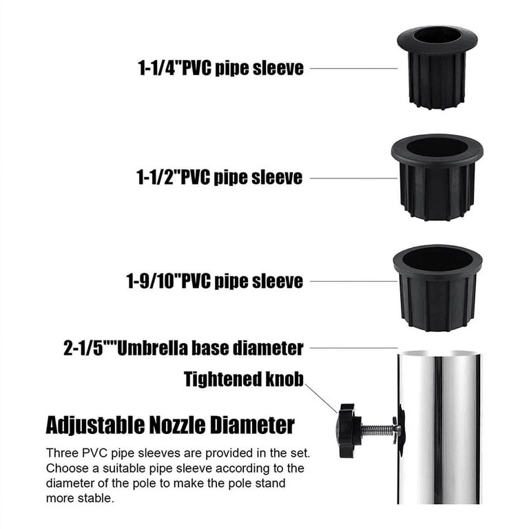 aluminum tube dimensions for patio umbrella pole Umbrella Pole Mount Stand Tube Set, Outdoor Parasol Base Holder Insert Pipe  Sleeve, for Outside Garden Backyard Balcony