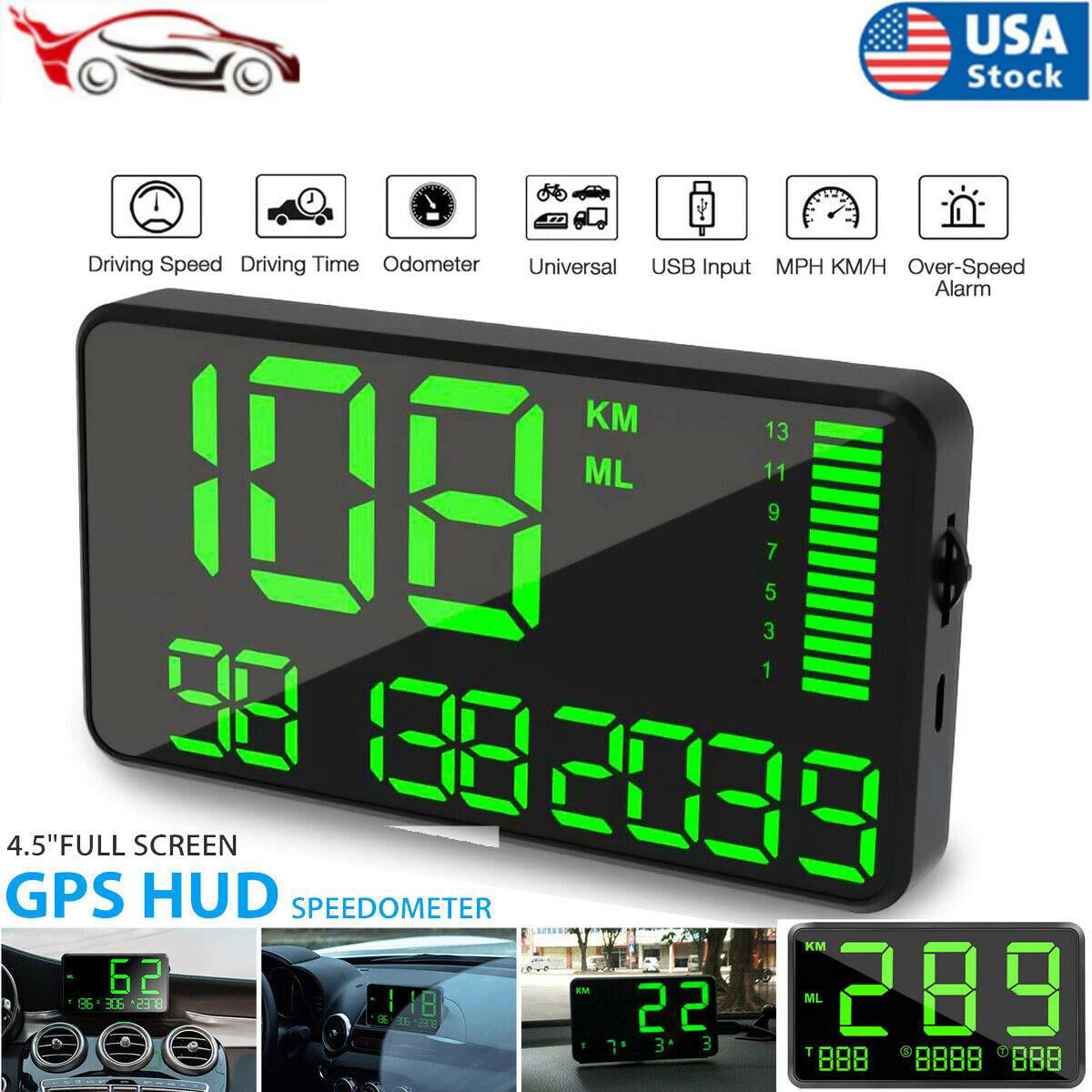 Car Digital GPS Speedometer Head Up Display Overspeed Altitude Warning Alarm