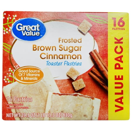 Great Value Frosted Toaster Pastries, Brown Sugar Cinnamon, 29.3 oz, 16 Count