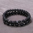 thumbnail image 4 of 2Pcs/Set Natural Lava Stone Rock Volcanic Beads Elastic Bracelet Men Jewelry, 4 of 5
