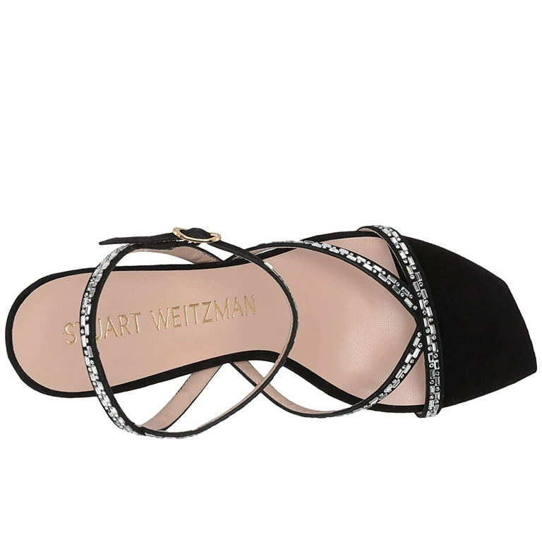 Stuart Weitzman Women s Black Suede Harlowe Crystal Embellished