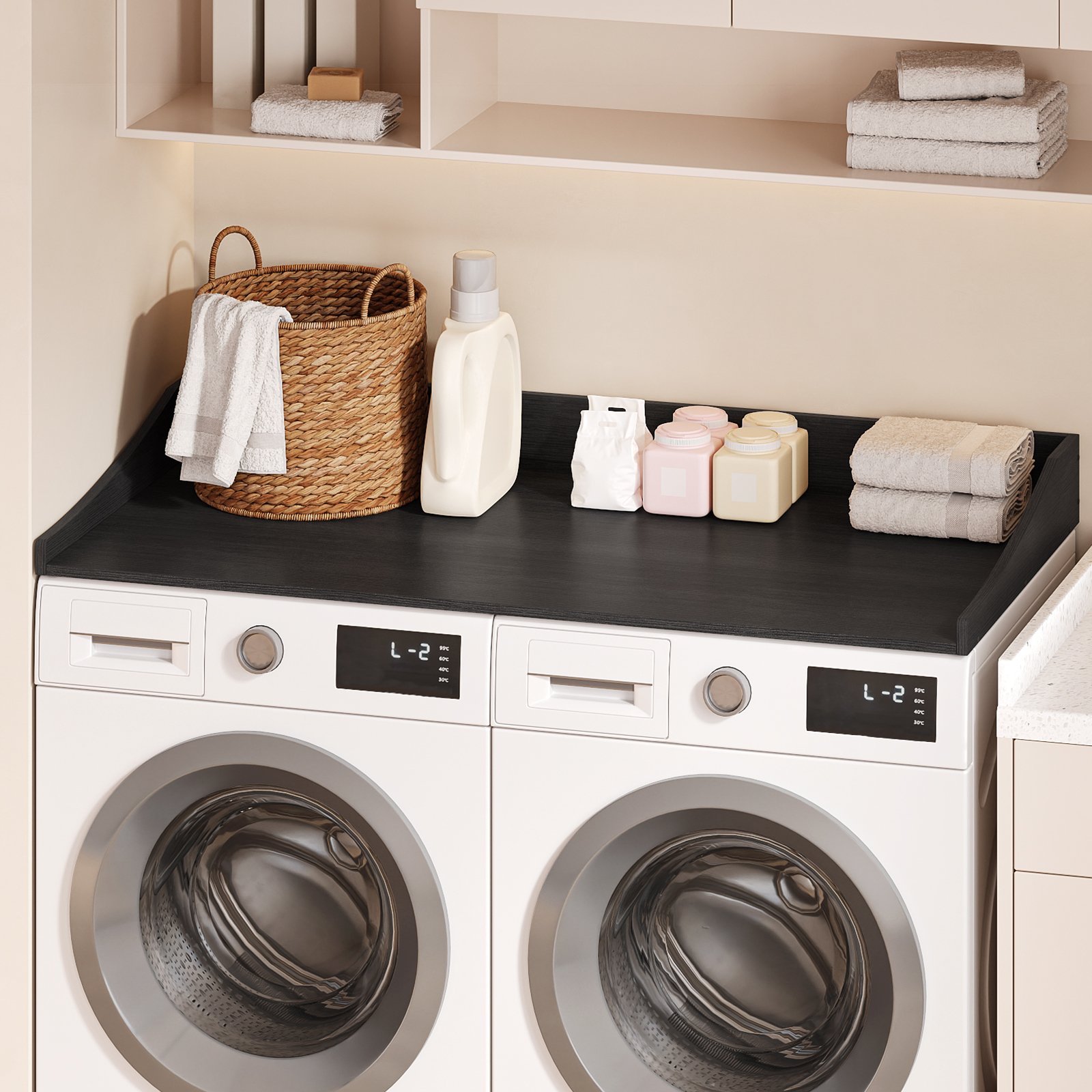 Tarnorci 54"Washer Dryer Countertop with Side Edge for Laundry Room Organization
