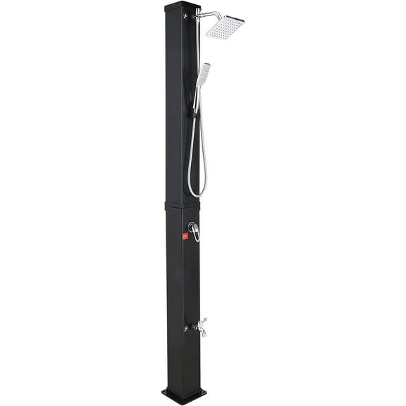 VINGLI 10.6 Gallon 7.5FT Solar Heated Shower with Shower Head, Handheld Showerhead and Foot Shower Tap for Poolside Backyard Beach Pool Spa