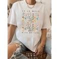 thumbnail image 1 of Tee-Shirt Graphique de Noël Vintage pour Femmes - Col Rond Décontracté, Manches Courtes, Mélange Polyester, Lavable en Machine, 1 of 6