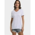 thumbnail image 2 of Women's V-Neck Short Sleeve T-Shirt - Slim Fit Stretchy Bodycon Top - Casual & Active Wear Basic Tee, 2 of 7