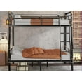 thumbnail image 2 of New Full XL over Queen Metal Bunk Bed, Industrial Detachable Bunkbeds with Safety Guard Rails for Teens, Black, 2 of 8