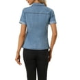 thumbnail image 3 of INSPIRE CHIC Women's Denim Jacket Short Sleeve Collared Button Up Jean Shirt Tops XL Light Blue, 3 of 5