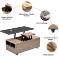 thumbnail image 5 of Modern Lift Top Coffee Table Multi Functional Table with 3 Drawers in Walnut & Black, 5 of 17