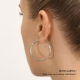 thumbnail image 7 of Tilo Jewelry 10K White Gold Hand Engraved Full Diamond-Cut Round Hoop Earrings (35mm) for Women & Unisex, 7 of 7