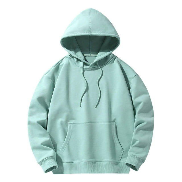 VBARHMQRT Plus Size Hoodie Male Solid Color Hooded Long Sleeved Pullover Sweatshirt