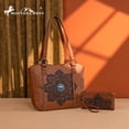 thumbnail image 7 of Montana West Vintage Western Tooling Tote Bag & Wallet Set for Women | Studded Top Handle Shoulder Handbag, Brown, 7 of 7