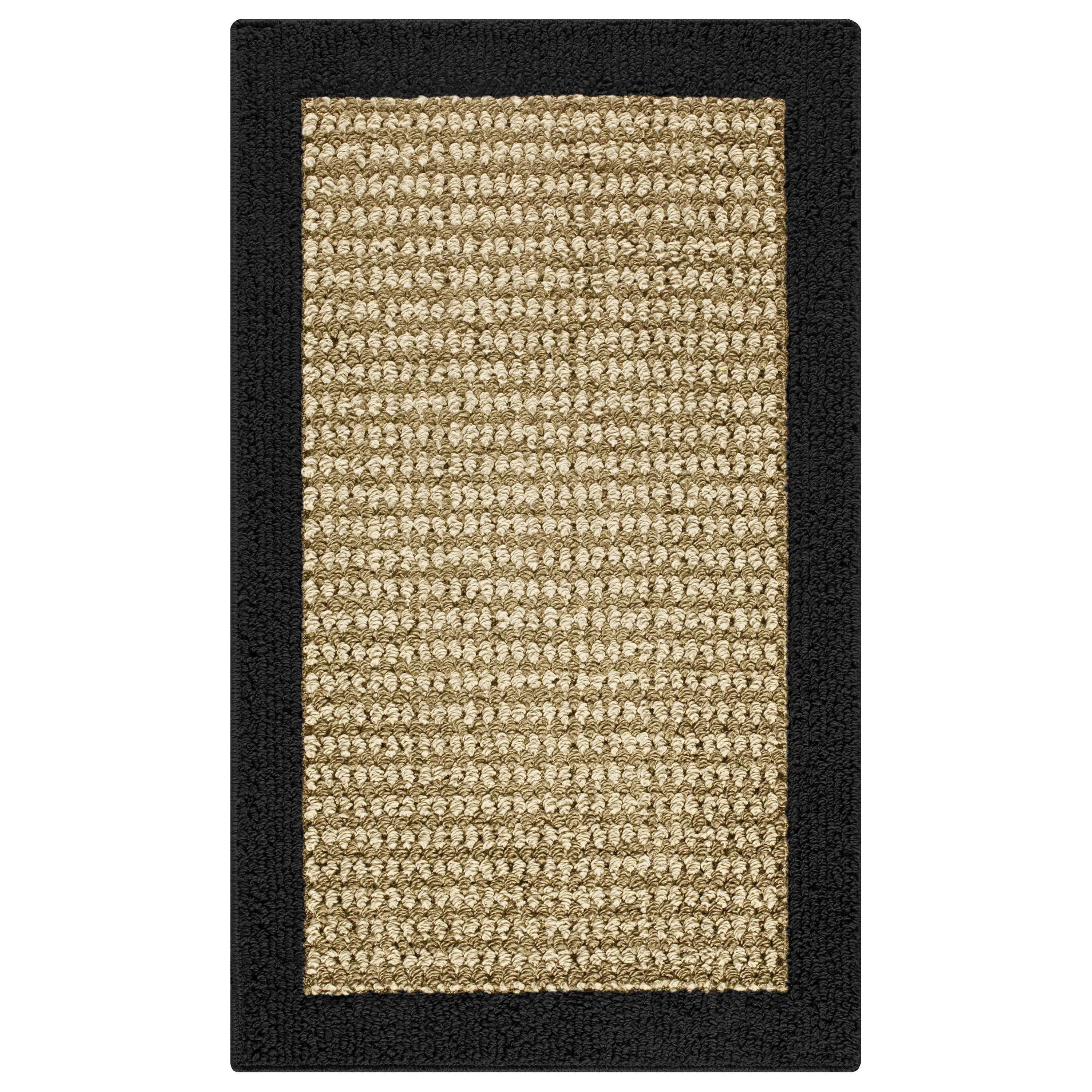 Mainstays Machine Washable Faux Sisal Area Rug, Black, 1'8" x 2'10