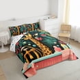thumbnail image 4 of Homewish Kawaii Giraffe Lover Bedding Comforter Set, Green Palm Leaf Twin Comforter Sets, Vintage Cartoon Theme Reversible Bedding Set, Lightweight Room Decor, 2pcs, 4 of 9