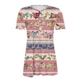 thumbnail image 4 of Yotami Blouses for Women Dressy Casual Button V-Neck Tunic Tops Summer Short Sleeve Pleated Floral Print Boho Plus Size Shirts,Size S-XXXXXL, 4 of 5