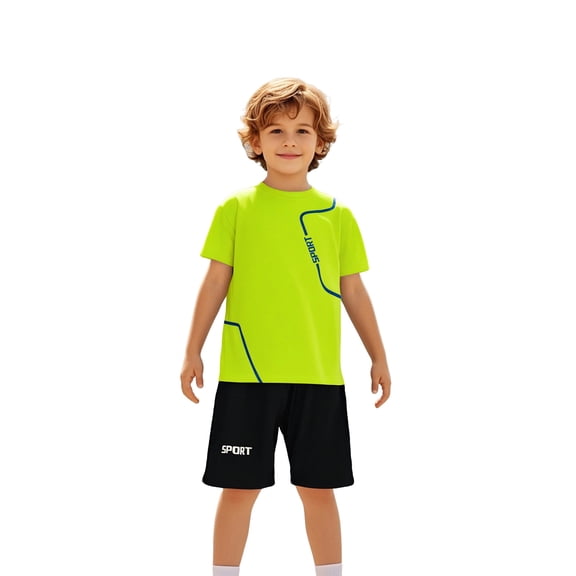 Boys' Shorts Set 2 Pcs Shirt Short Sets Quick Dry Boys Athletic Shorts Boys Outfits Size 11-12 Years Youth Sets